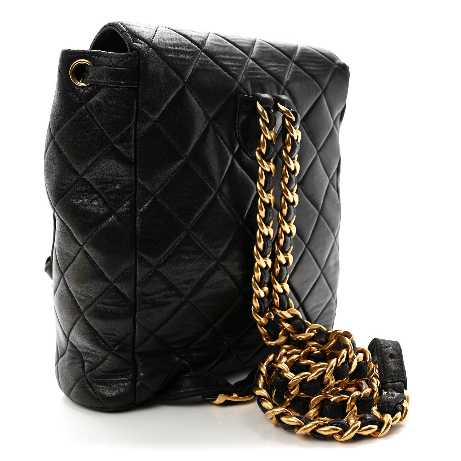 Chanel Lambskin Quilted Drawstring Backpack Black 3 of 12