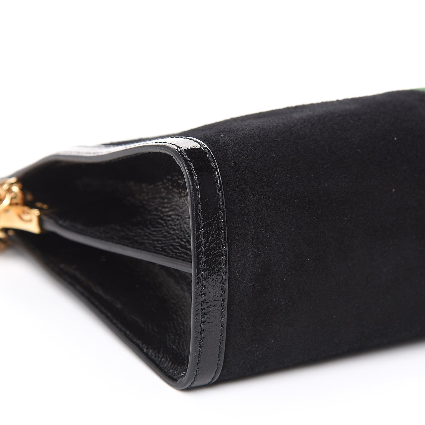 Suede Patent GG Web Medium Ophidia Chain Shoulder Bag Black