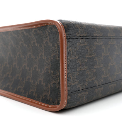 Celine Triomphe Canvas Calfskin Mini Horizontal Cabas Tan 9 of 11
