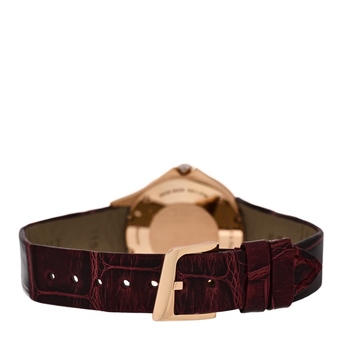 18K Rose Gold Alligator Diamond Bezel 28mm Metro Quartz Watch Brown