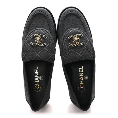 Chanel Cotton CC Turnlock Moccasins 37 Black 2 of 10