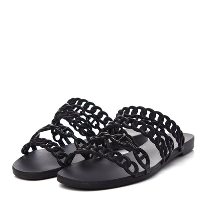 Hermes Rubber Chaine d'Ancre Nude Sandals 36 Black 3 of 10
