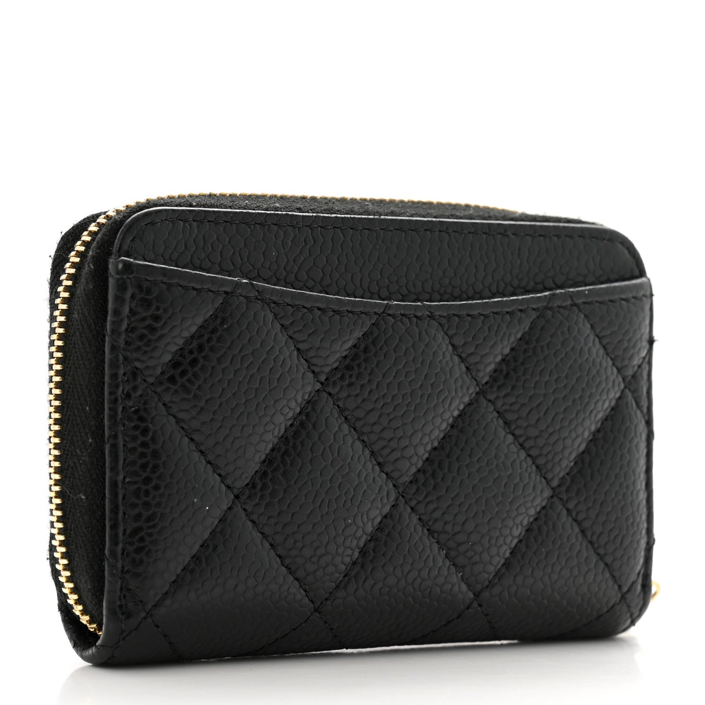Caviar Quilted Classic Zipped Coin Purse Black