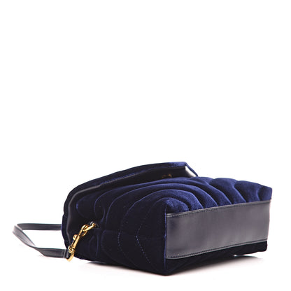 Saint Laurent Velvet Y Quilted Monogram Toy Loulou Crossbody Bag Navy 4 of 11