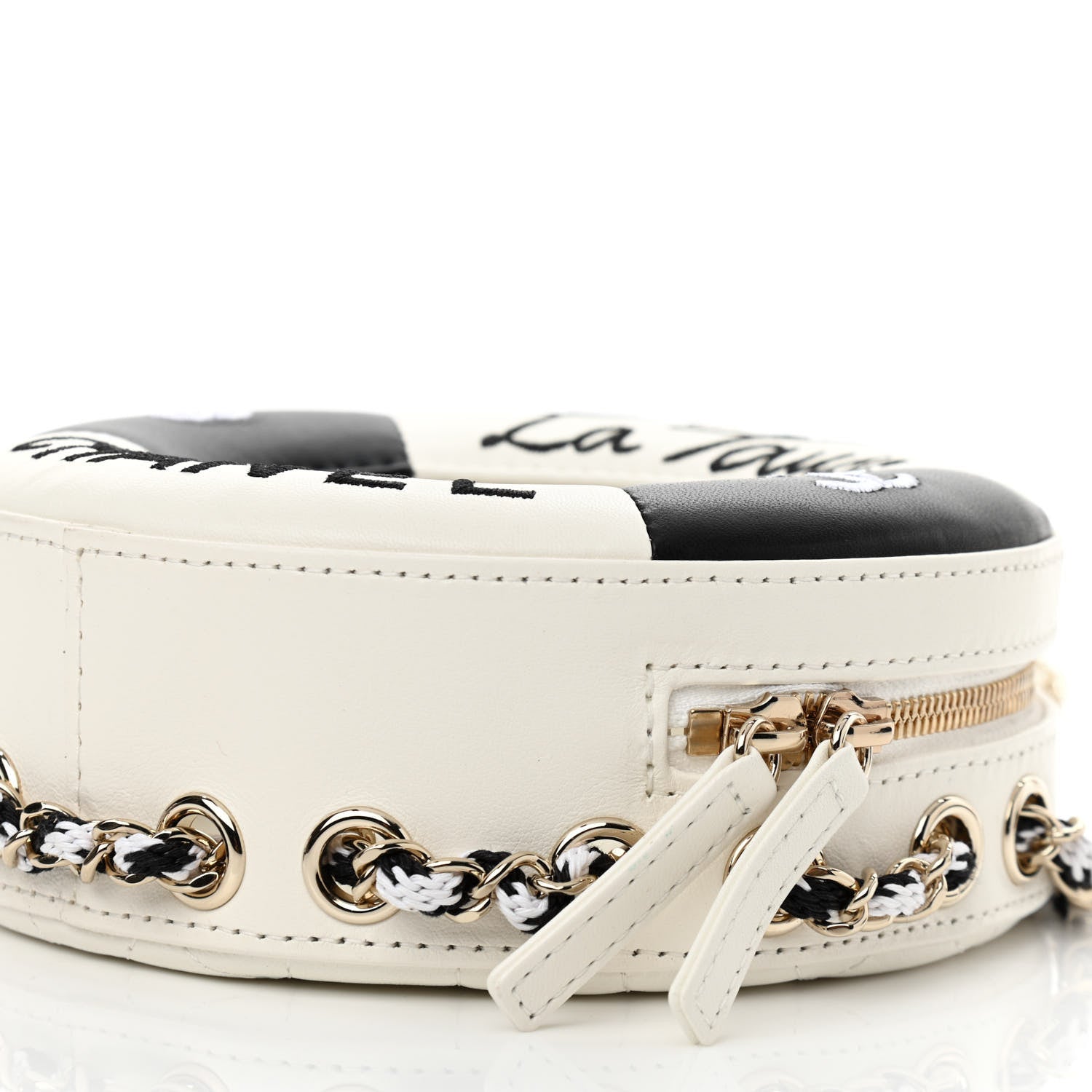 Chanel Lambskin Coco Lifesaver Round Bag Black White 5 of 10
