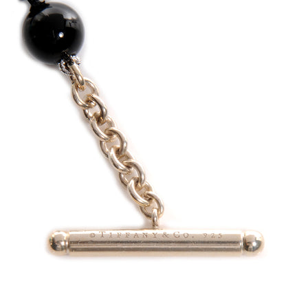 Tiffany Sterling Silver Black Onyx Bead Toggle Necklace 5 of 6