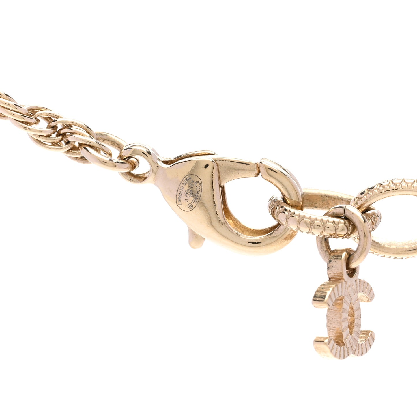 Pearl CC Round Pendant Necklace Gold