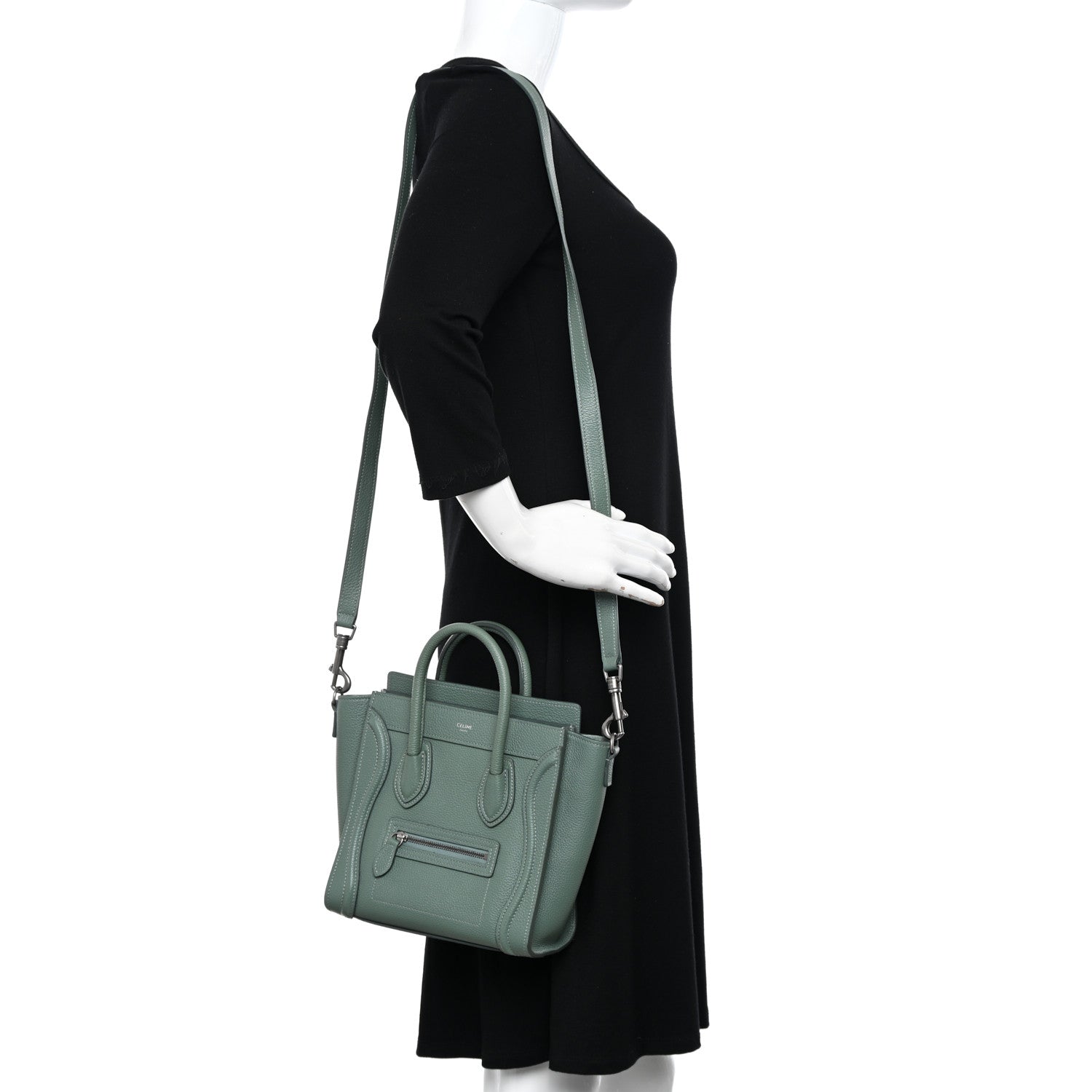 Celine Drummed Calfskin Nano Luggage Celadon 2 of 14