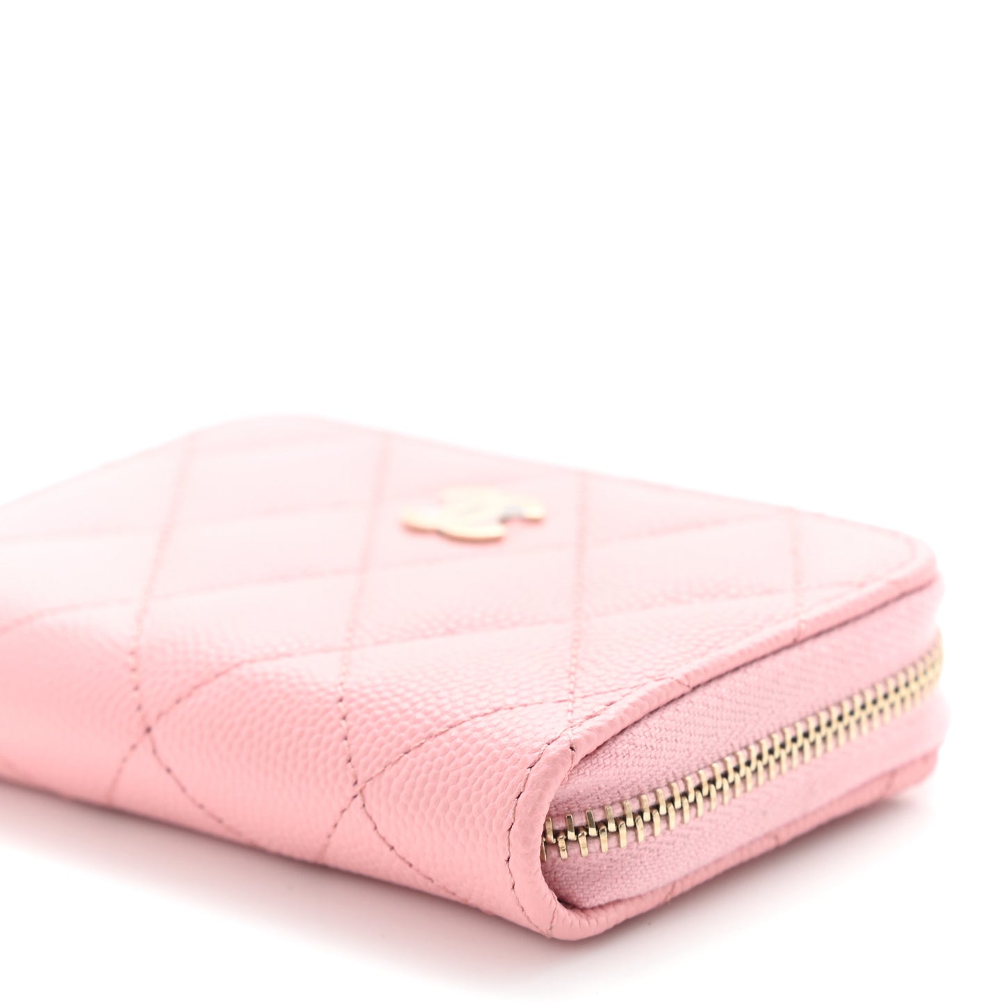 Caviar Quilted Zip Coin Purse Light Pink