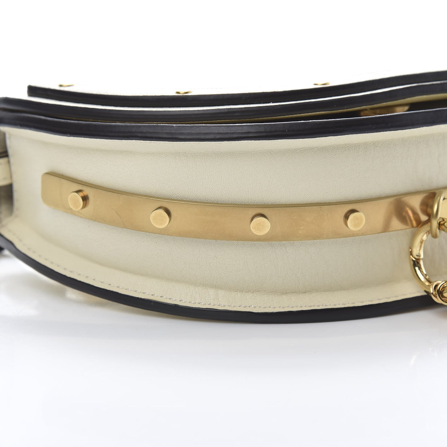 Calfskin Small Nile Bracelet Minaudiere Bag Off White