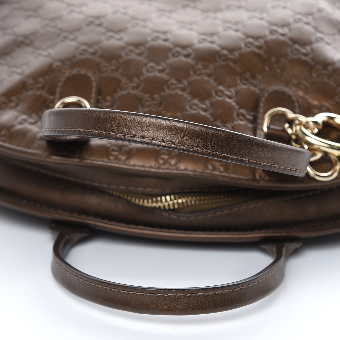 Metallic Guccissima Heart Bit Charm Dome Satchel Bronze