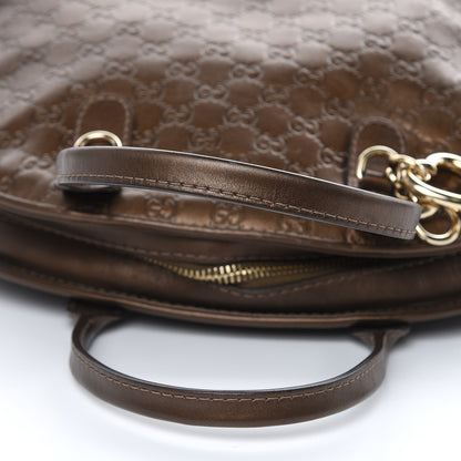 Gucci Metallic Guccissima Heart Bit Charm Dome Satchel Bronze 16 of 22