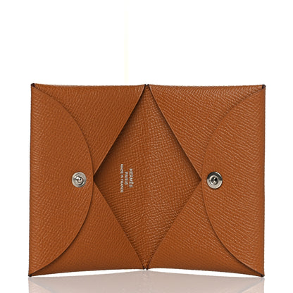Hermes Epsom Calvi Card Case Gold 5 of 10