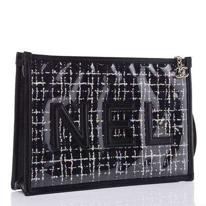 Chanel Tweed PVC Lambskin Large Pouch Black 3 of 10