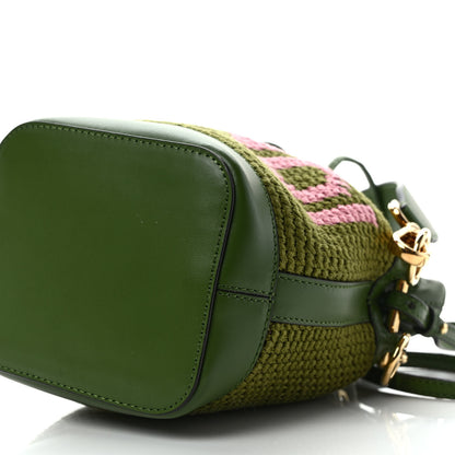 Fendi Crochet Vitello King F is Fendi Logo Woven Mini Mon Tresor Bucket Bag Verde Militare Rosa 8 of 8
