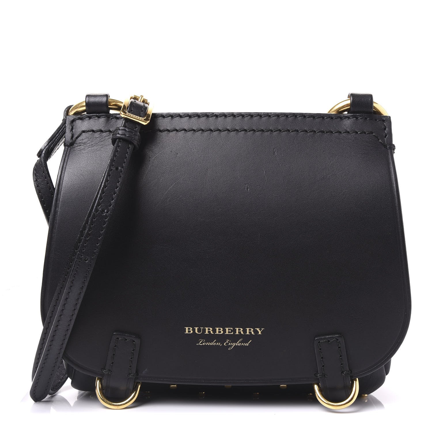 Burberry Soft Grain Calfskin Studded Baby Bridle Saddle Bag Black 1 of 9