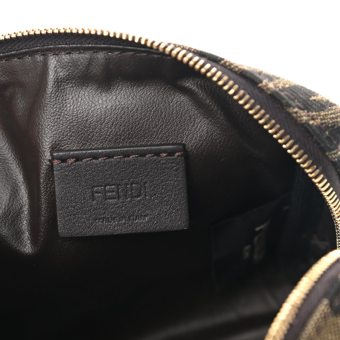 X SARAH COLEMAN Fabric Jacquard Vitello King FF Vertigo Small Trapezoid Beauty Pouch Tobacco Moro Black