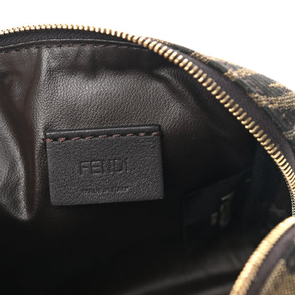 Fendi X SARAH COLEMAN Fabric Jacquard Vitello King FF Vertigo Small Trapezoid Beauty Pouch Tobacco Moro Black 6 of 7