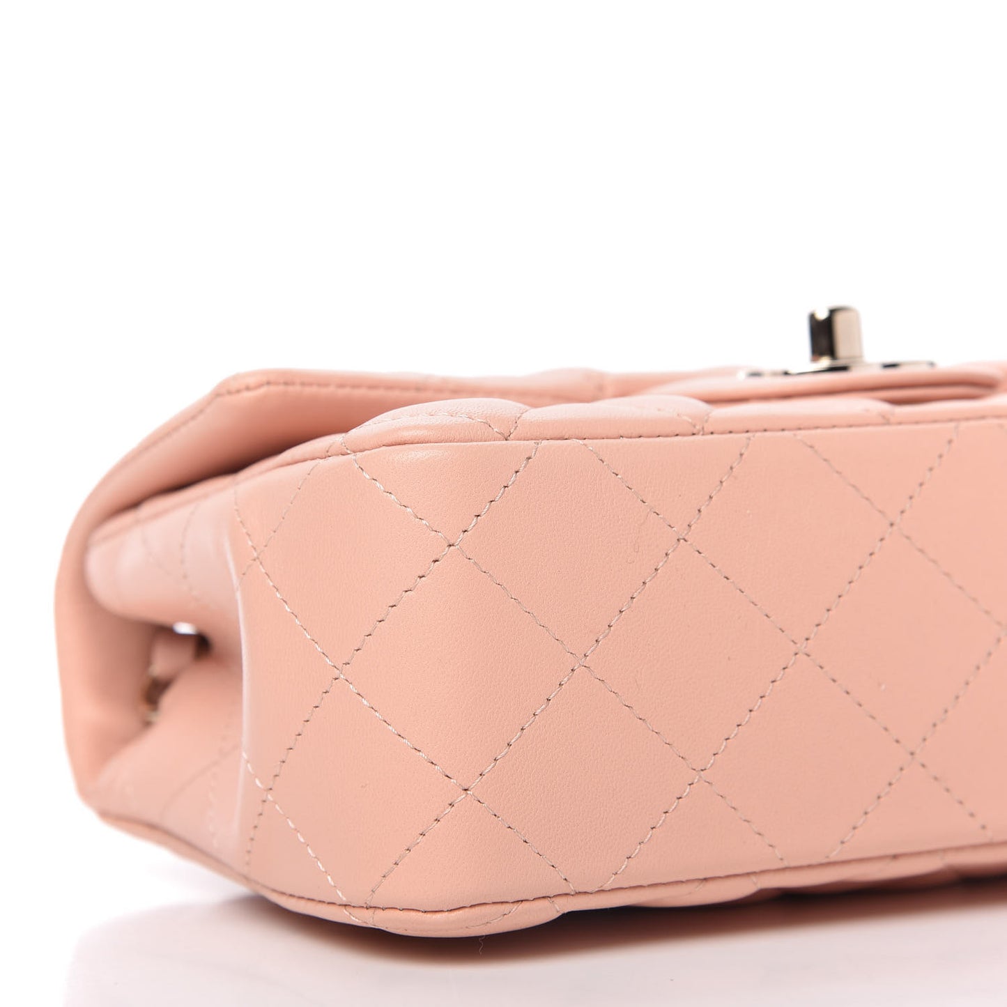 Lambskin Quilted Mini Rectangular Flap Light Pink