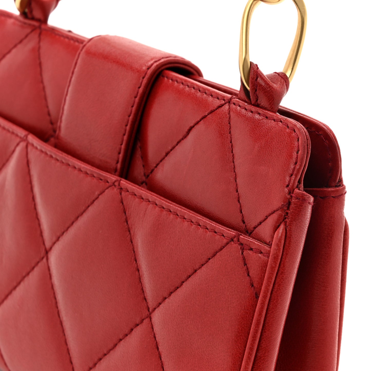 Lambskin Quilted Clutch Red