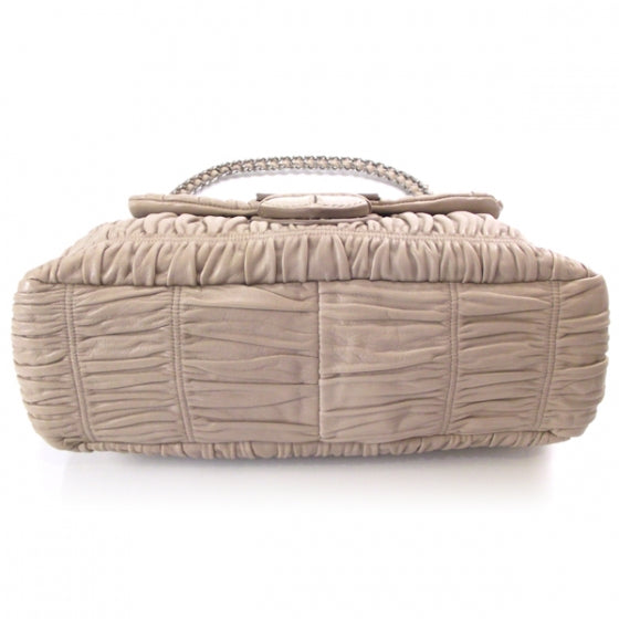 Prada Nappa Ruched Shoulder Bag Visone 4 of 9