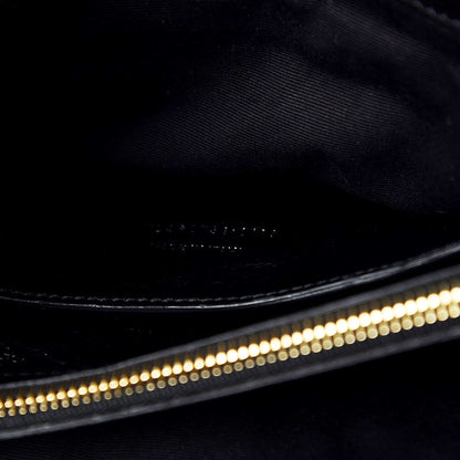 Saint Laurent Cracked Shiny Calfskin Matelasse Chevron Monogram Large College Satchel Black 12 of 12