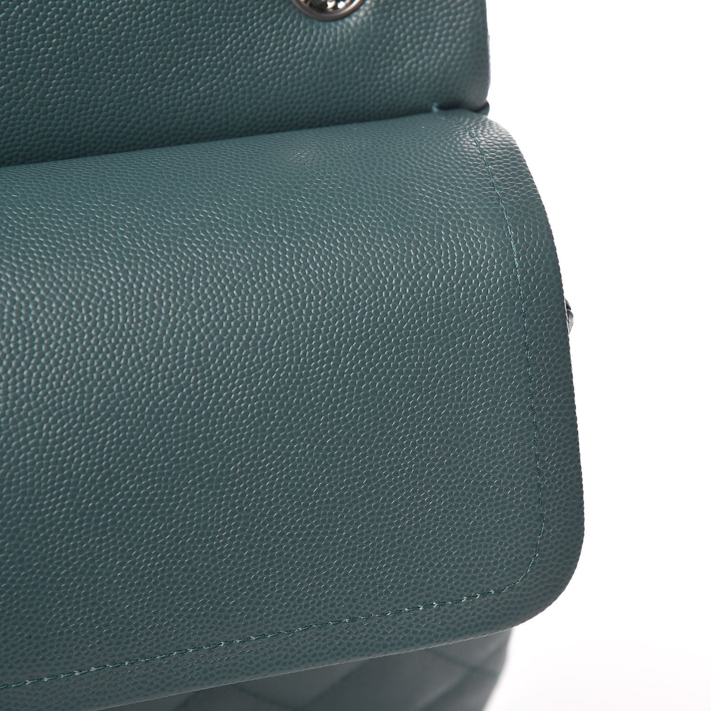Caviar Quilted Jumbo Double Flap Dark Green