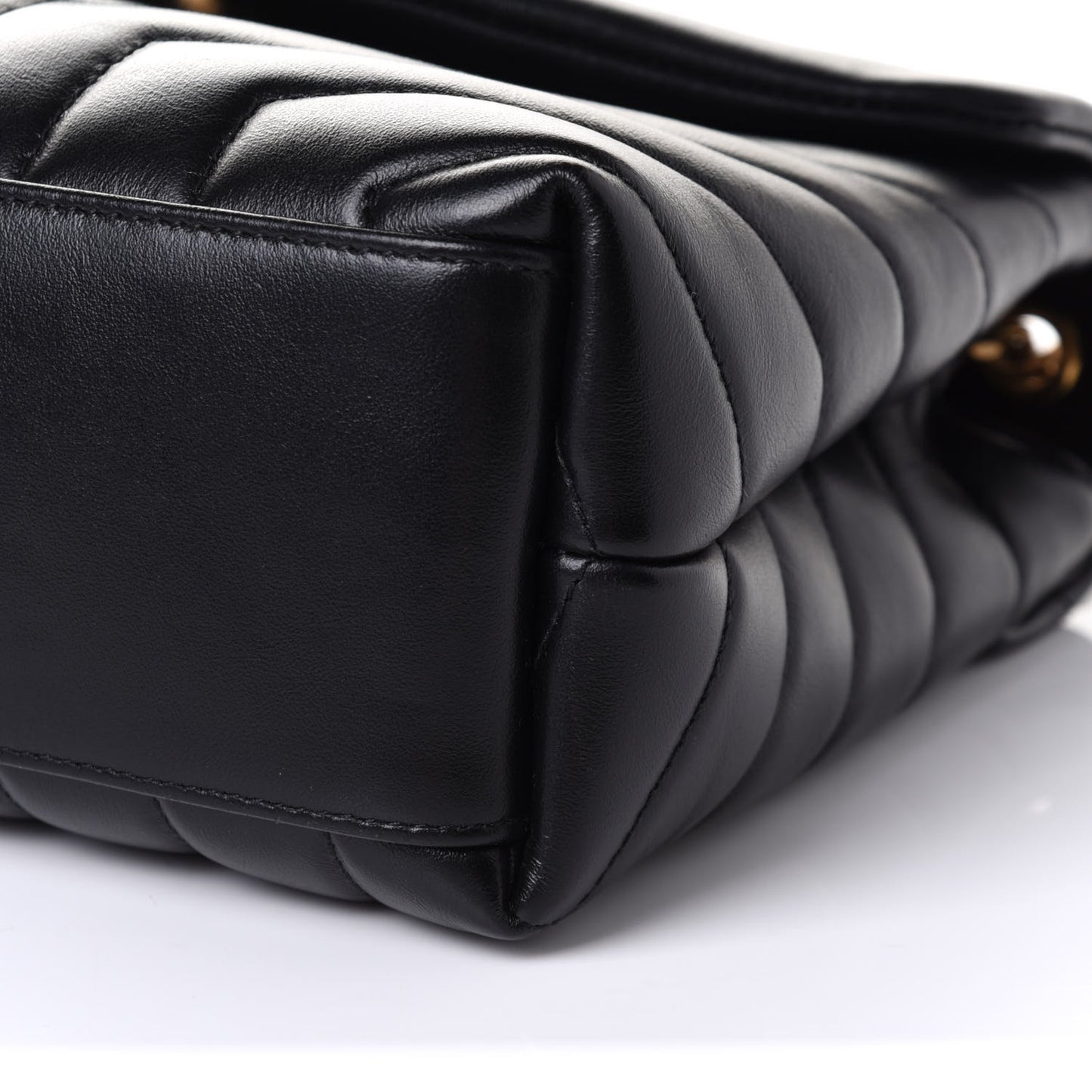 Calfskin Y Quilted Monogram Small Loulou Chain Satchel Black
