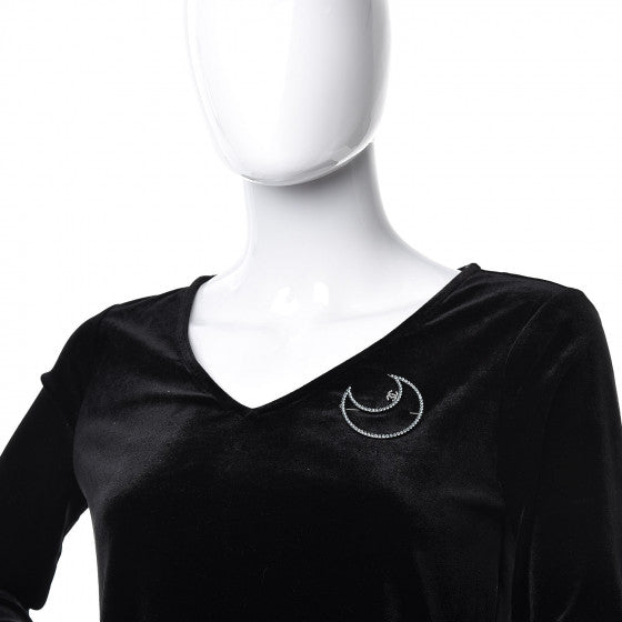 Chanel Crystal CC Moon Brooch Blue Silver 2 of 5