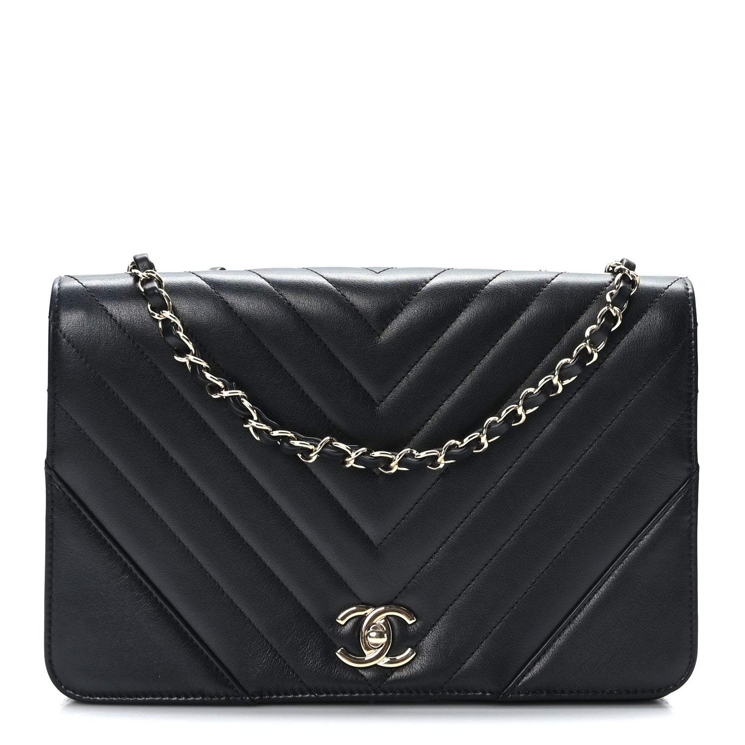 Chanel Calfskin Chevron Quilted Large Statement Flap Black 1 of 10