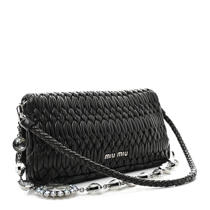 Miu Miu Nappa Matelasse Crystal Flap Clutch Black 3 of 10