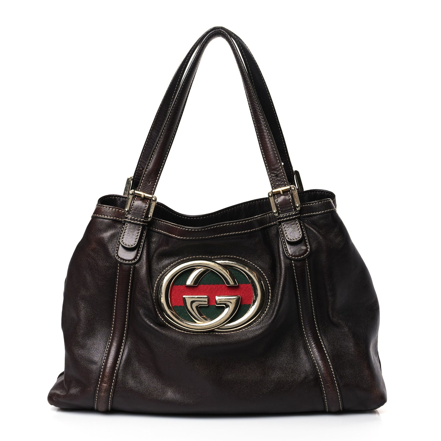 Calfskin Medium Britt Tote Dark Brown