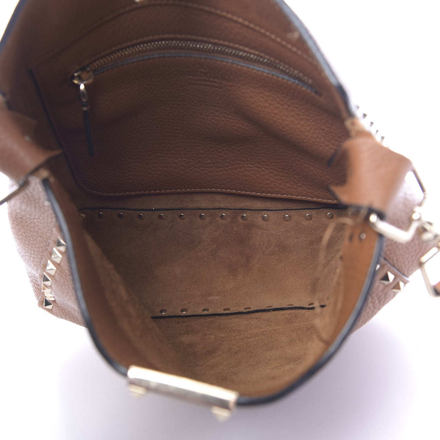 Pebbled Calfskin Small Rockstud Flip-Lock Messenger Bag Light Cuir