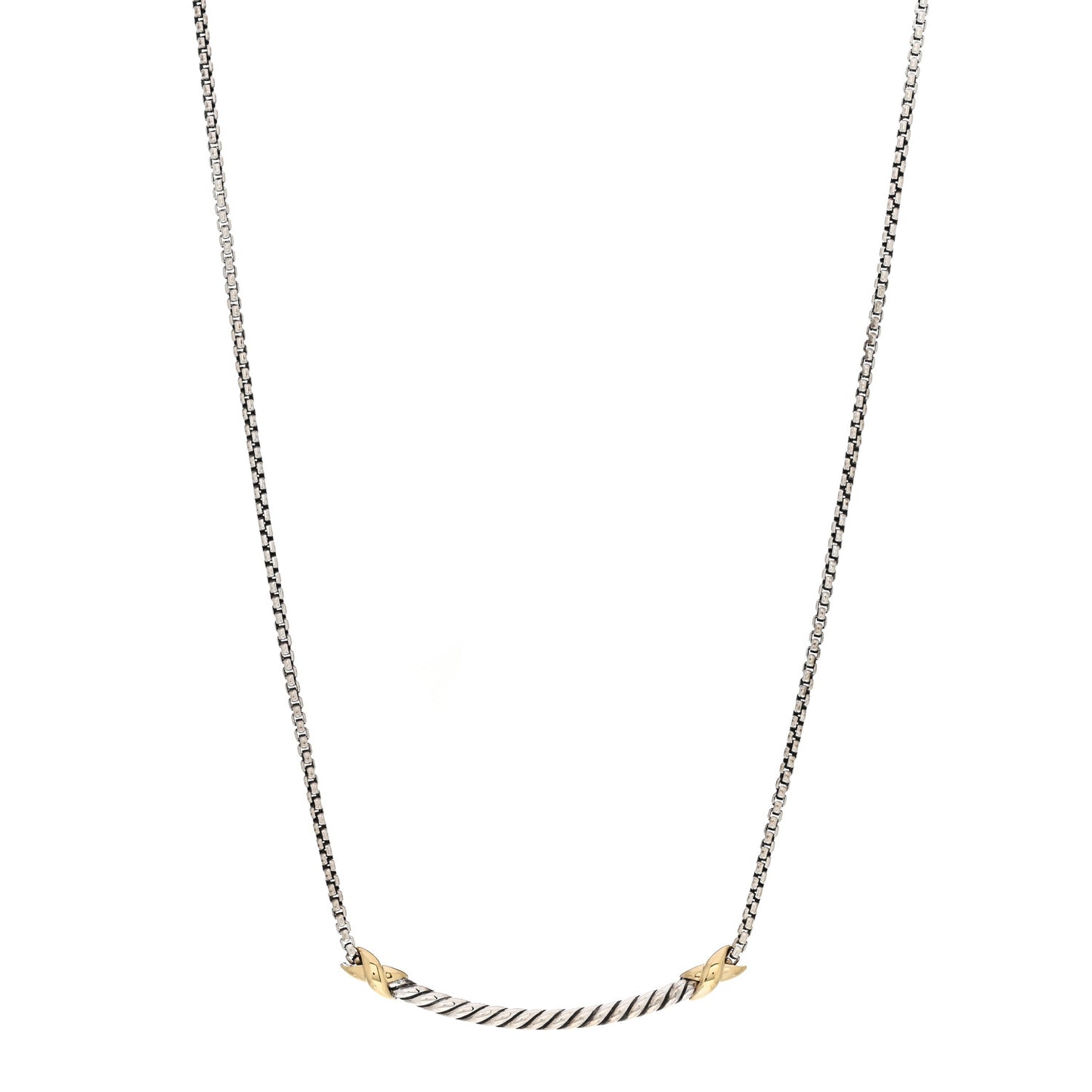 Sterling Silver 18K Yellow Gold Petite X Bar Station Necklace