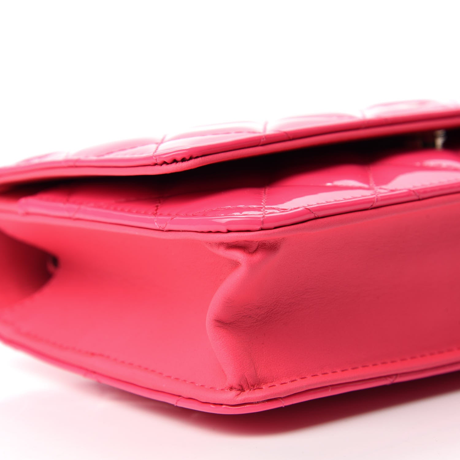 Chanel Patent Calfskin Quilted Wallet On Chain WOC Pink 6 of 11