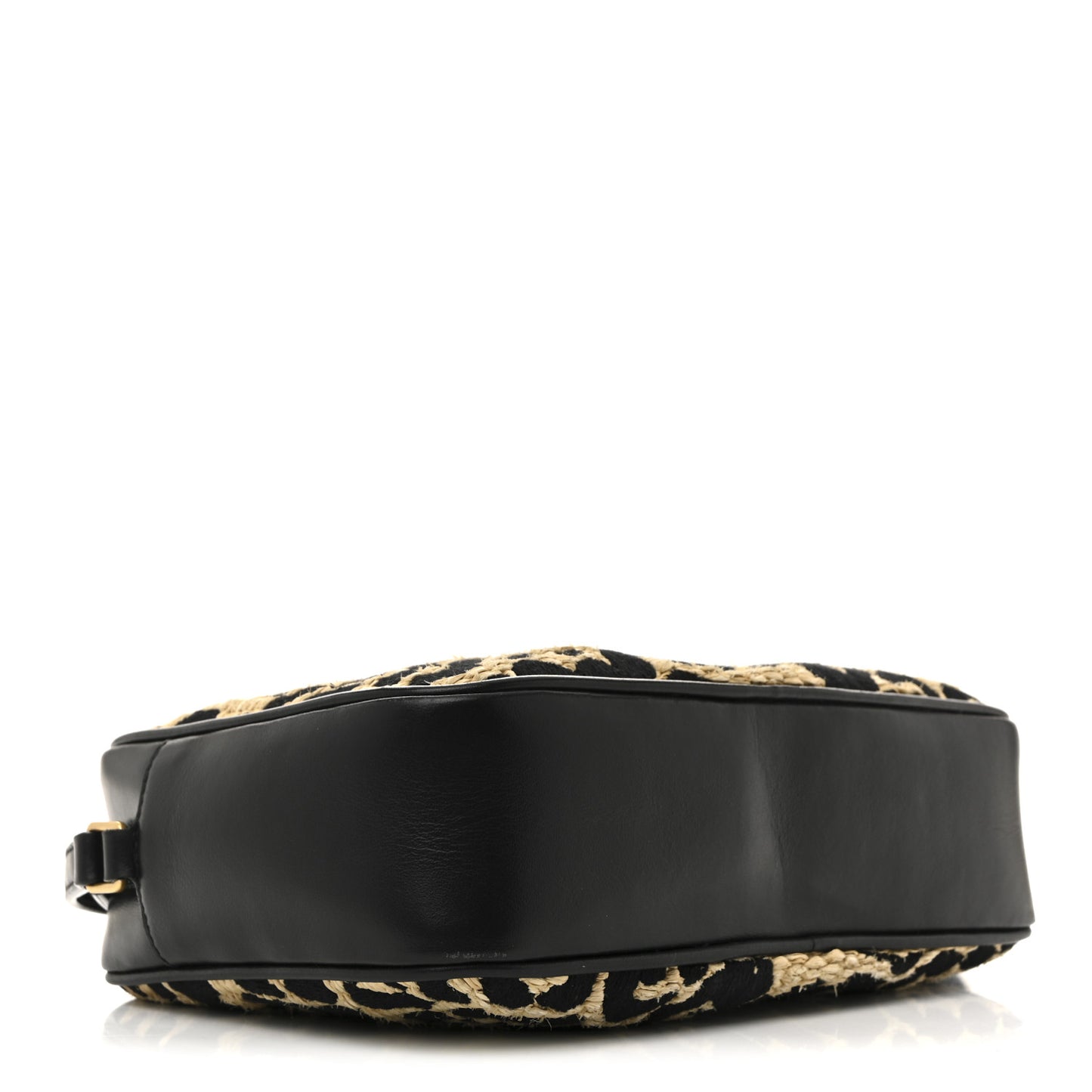 Raffia Calfskin Leopard Print Monogram Lou Camera Bag Natural Beige Black