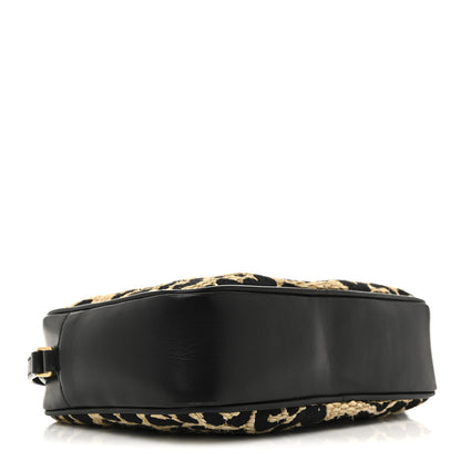 Saint Laurent Raffia Calfskin Leopard Print Monogram Lou Camera Bag Natural Beige Black 4 of 12