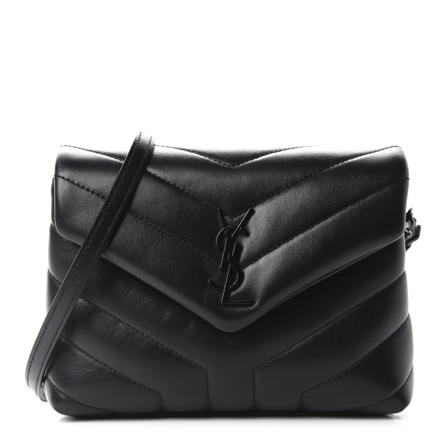 Calfskin Y Quilted Monogram Toy Loulou Crossbody Bag Black