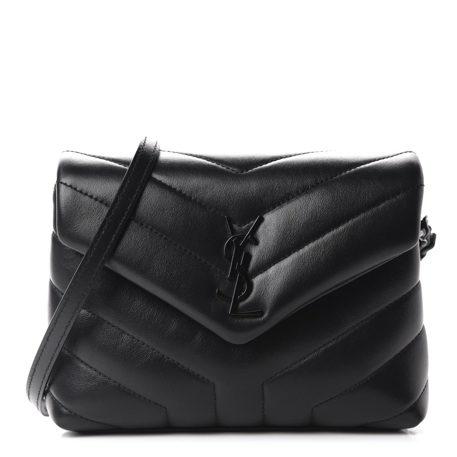 Saint Laurent Calfskin Y Quilted Monogram Toy Loulou Crossbody Bag Black 1 of 12