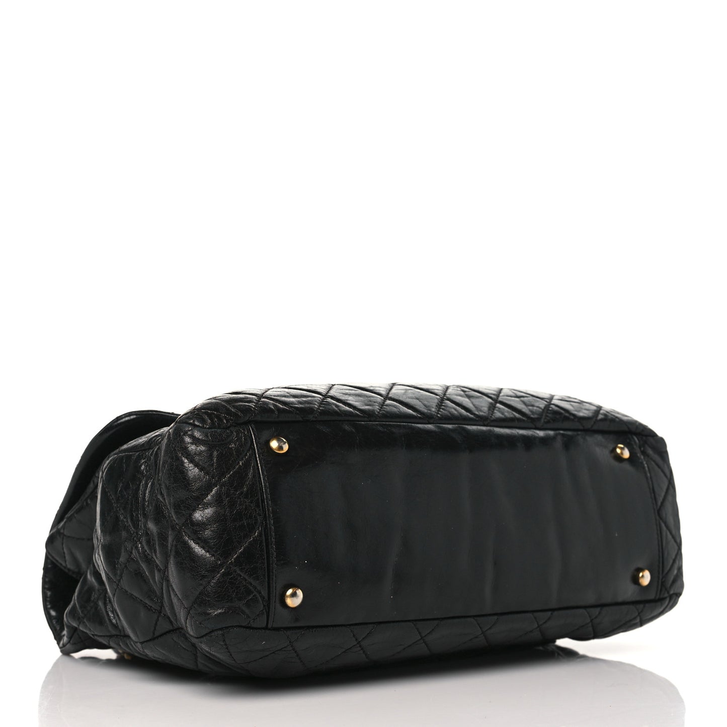 Glazed Calfskin Castle Rock Large Flap Black Burgundy