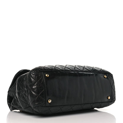 Chanel Glazed Calfskin Castle Rock Large Flap Black Burgundy 4 of 11