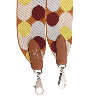 Hermes Toile Swift 50mm Sangle Flipperball Shoulder Strap Caramel Nata Gold 3 of 6