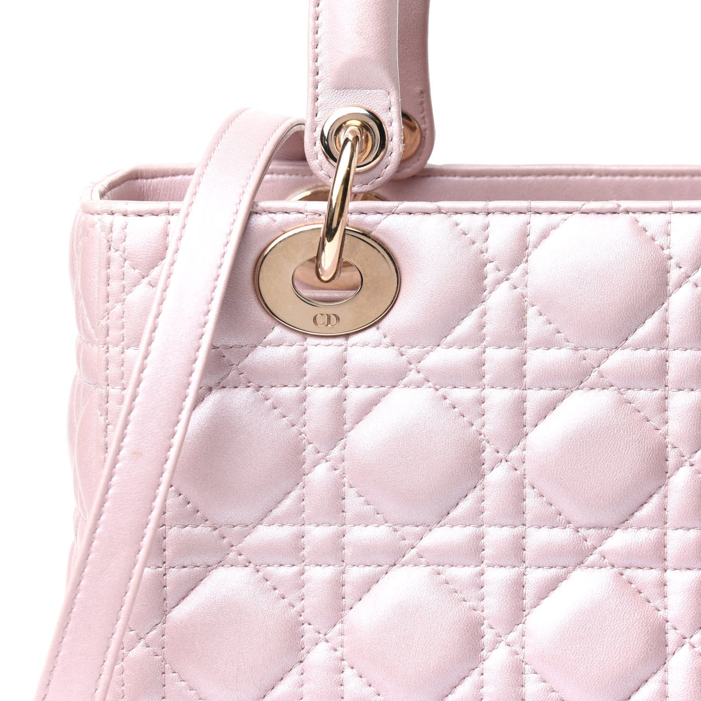 Pearly Lambskin Cannage Medium Lady Dior Lotus