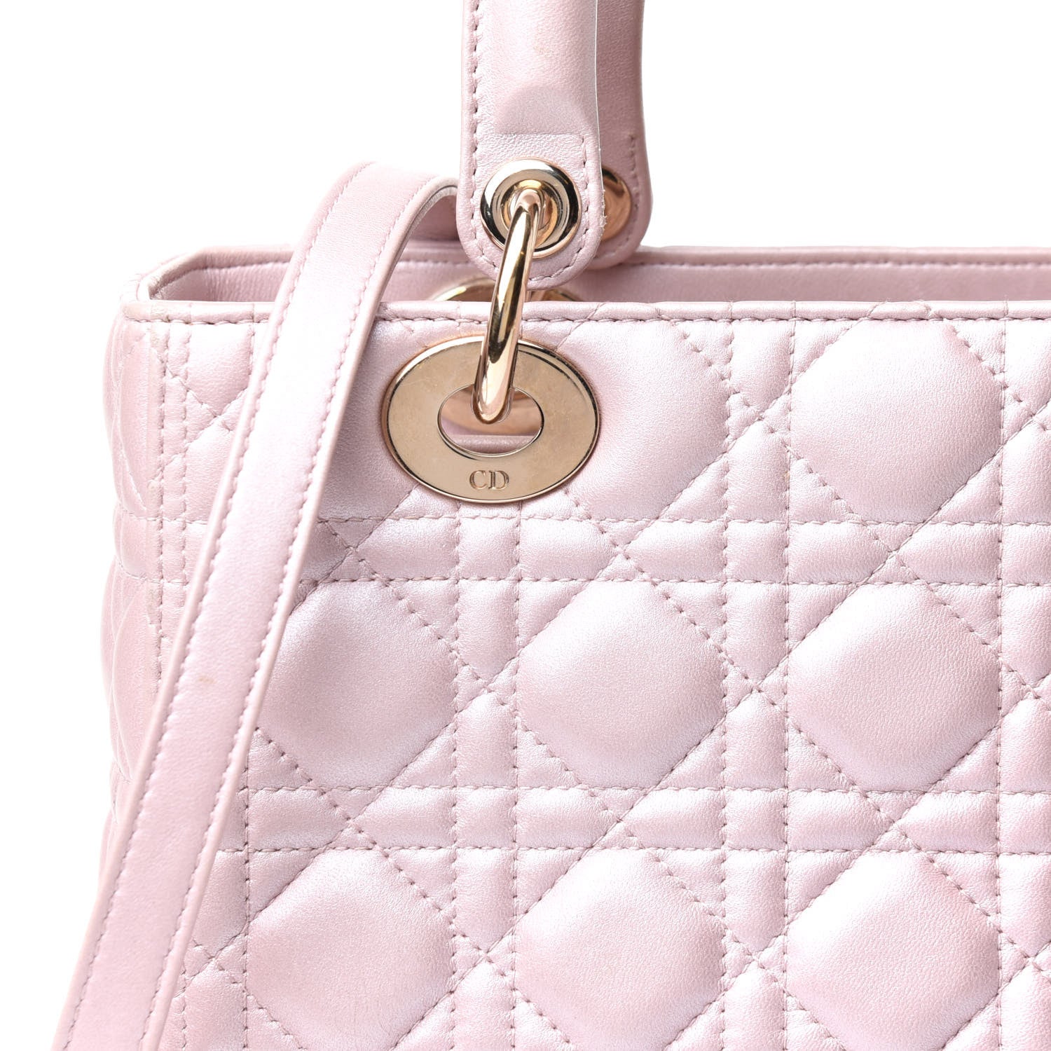Christian Dior Pearly Lambskin Cannage Medium Lady Dior Lotus 19 of 22
