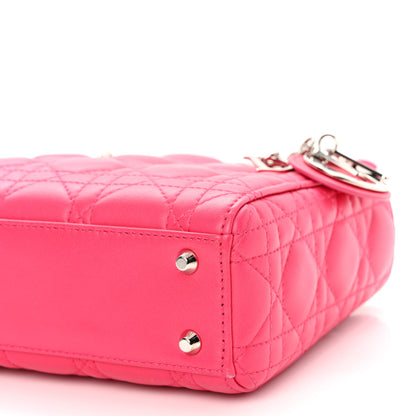 Christian Dior Lambskin Cannage Mini Lady Dior Fuchsia 9 of 12