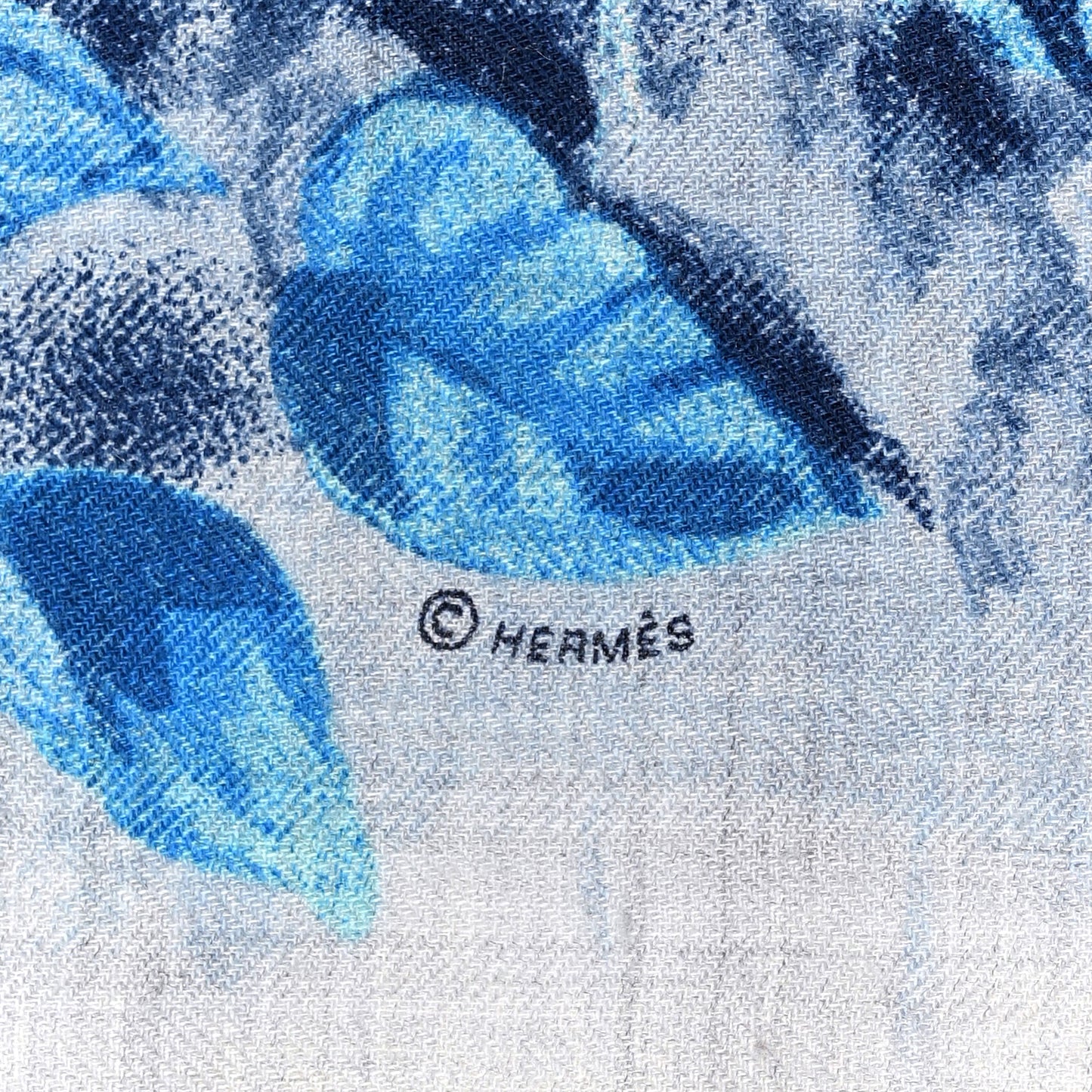 Cashmere Silk Panthera Pardus Scarf 140 Gris Chine Marine Turquoise
