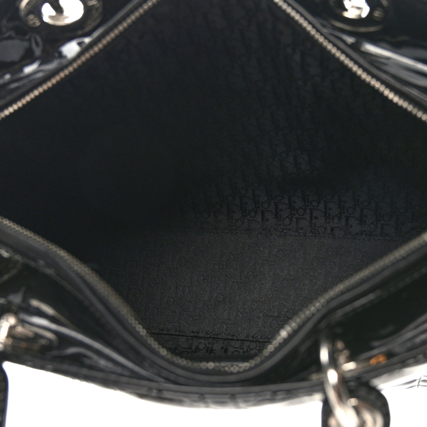 Patent Cannage Large Lady Dior Black