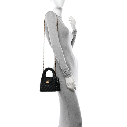 Chanel Shiny Aged Calfskin Quilted Nano Kelly Shopper Black 2 of 11