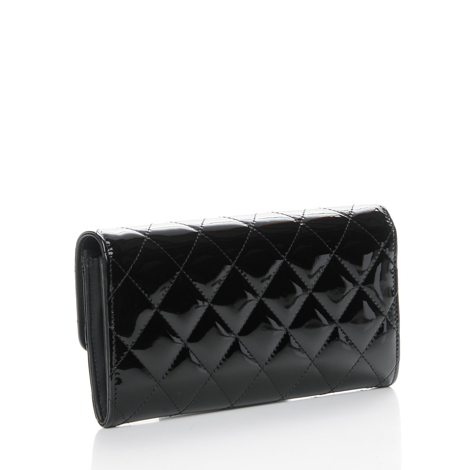 Chanel Patent Calfskin Quilted Large Flap Wallet Black 3 of 9