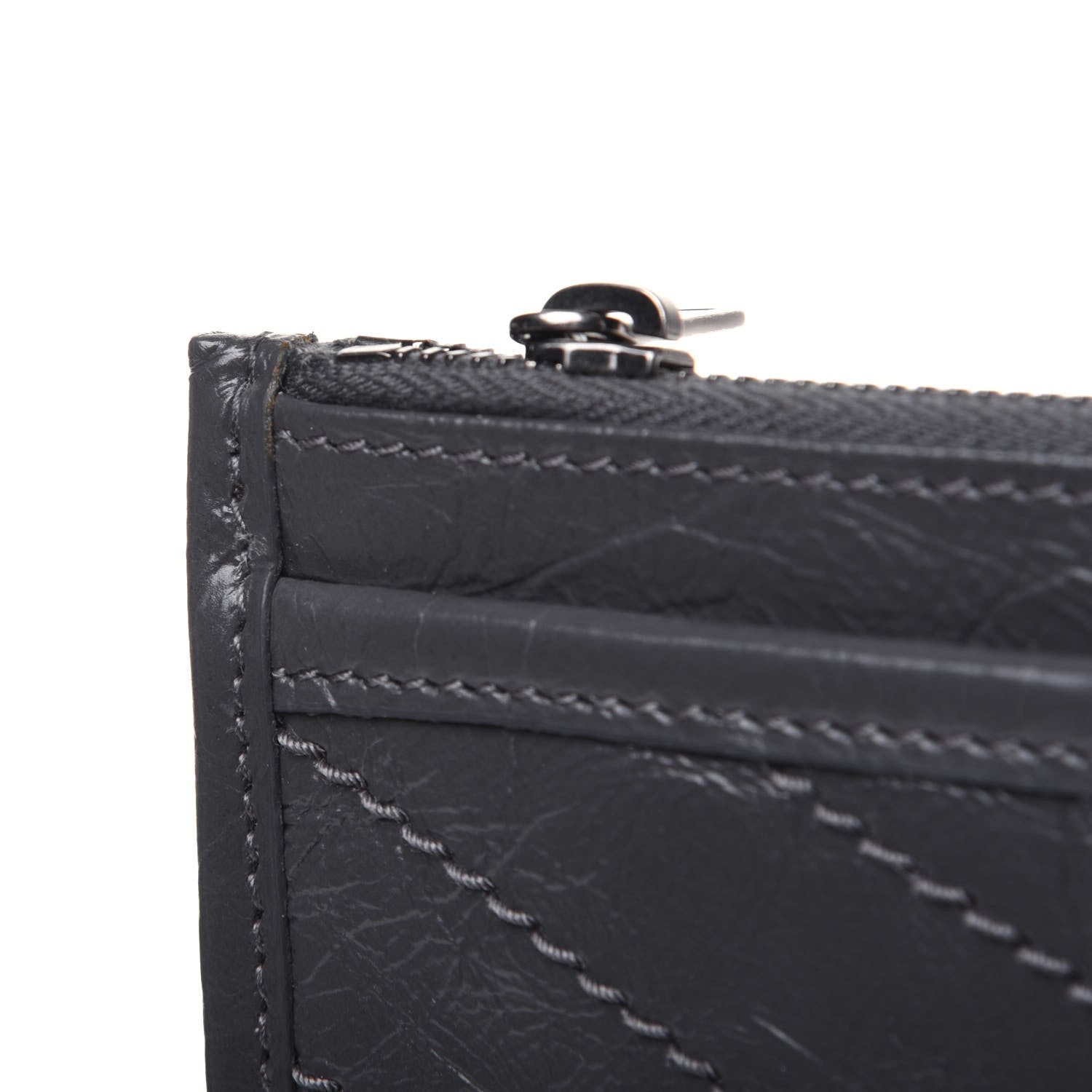 Saint Laurent Crinkled Calfskin Matelasse Monogram Niki Bill Pouch Storm 11 of 13